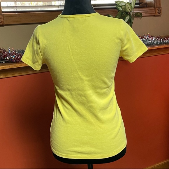 LAUREN RALPH LAUREN RIBBED COTTON SHORT SLEEVE TEE. SIZE PETITE SMALL. YELLOW. - Picture 2 of 8